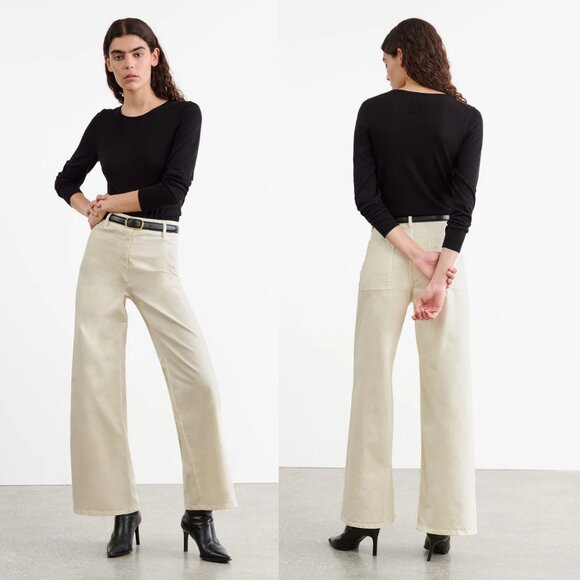 NWOT Nili Lotan Megan Pants White Twill Ankle Length High Rise Wide Leg Sz 6 - Picture 1 of 8